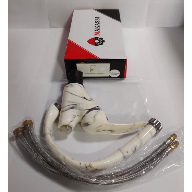 Makassi - - خلاط مغسلة مع عنق فيتاس عضم لون ابيض - MKS094-3WHITE - Salameh Tools Lebanon